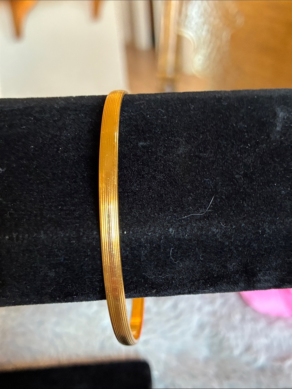 Monet Gold Ribbed Slim Bangle Bracelet